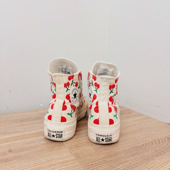 Converse High Tip White Cherry Print Sneakers Women’s Size 6 - Picture 6 of 11
